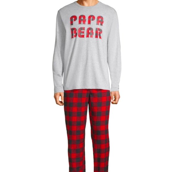 Christmas Plaid PAPA BEAR 2 Piece Set -Men's small - Picture 1 of 1